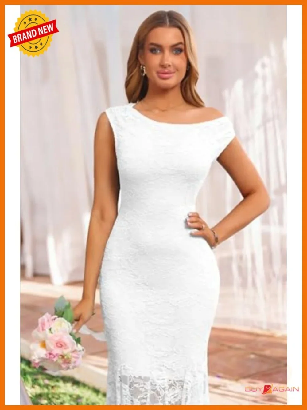 MITILLY Off Shoulder Formal Wedding Guest Maxi Dress Bodycon Lace